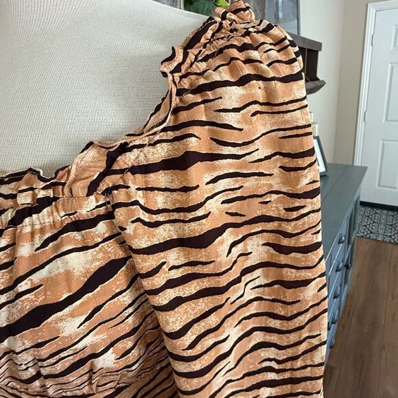 Faithfull The Brand Womens Animal Print Rayon Ira Mini Dress Brown Tan Medium - Picture 10 of 16